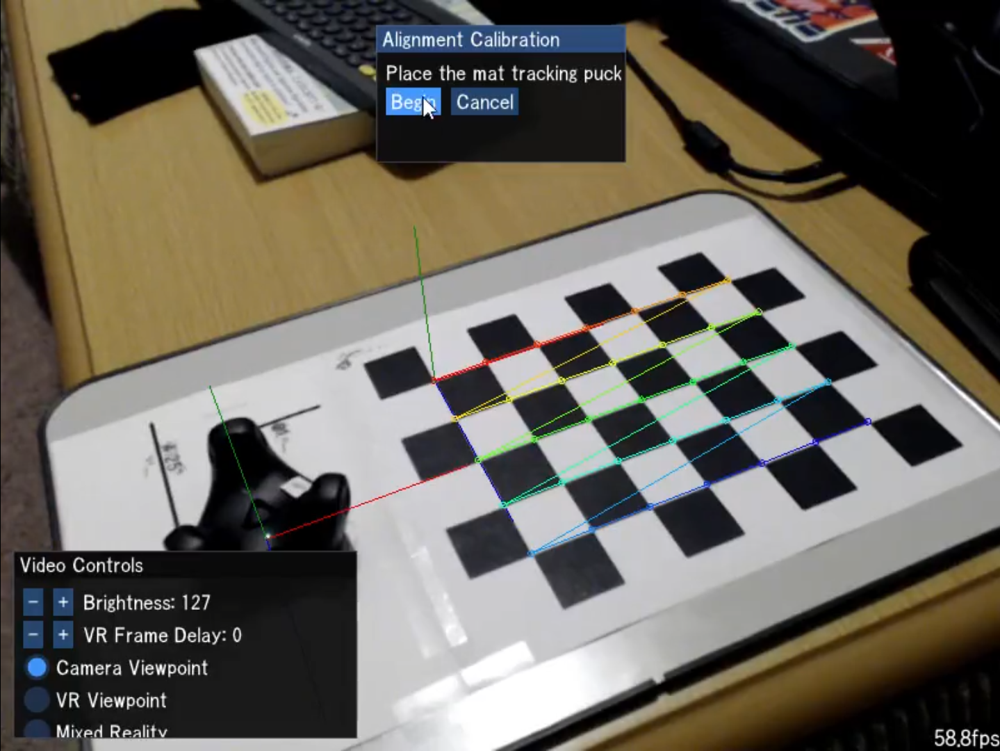 The MikanXR editor calibrating a camera against a tracked calibration mat
